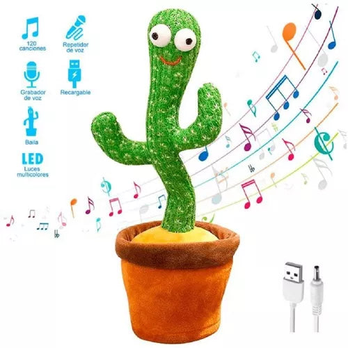 Cactus Bailarín Recargable Usb Canta Imita Voz Juguete Bebe