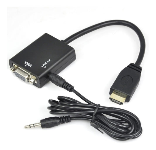 Convertidor / Adaptador Hdmi A Vga + Audio ( Incluye Cable)